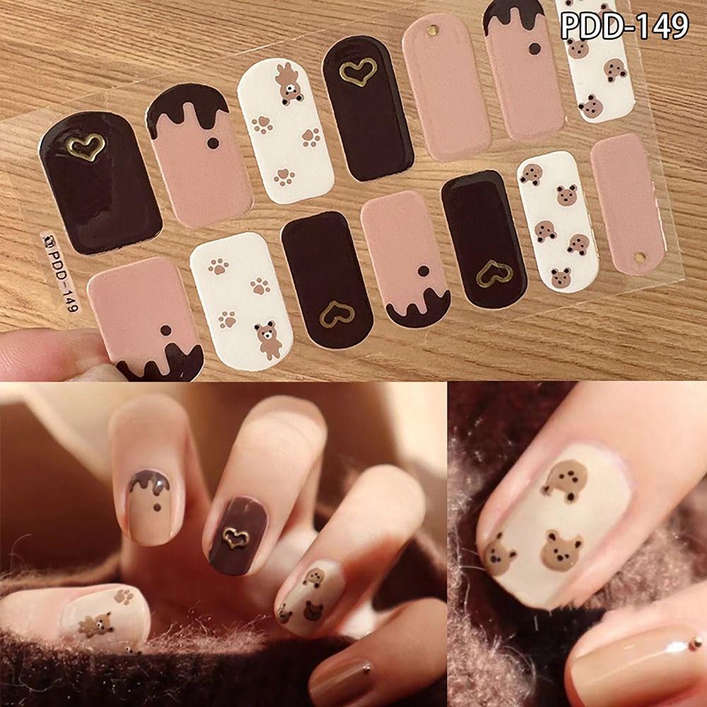 Semi Cured Nail Patch Floristic Nail Art Stickers INS Trendy Gel Nail Stickers DIY Nail Art Making