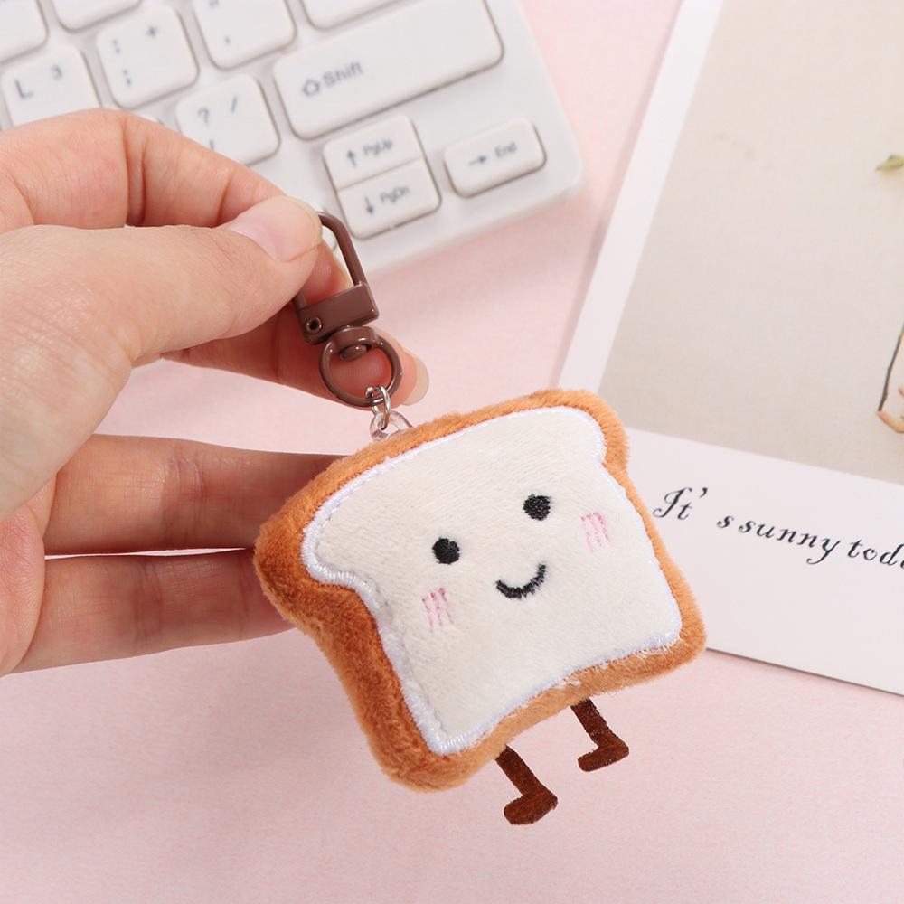 Charm Plush Bread Keychain Toast Bread Bread Keyring Plush Food Toy Cute Key Chain Children's Kids