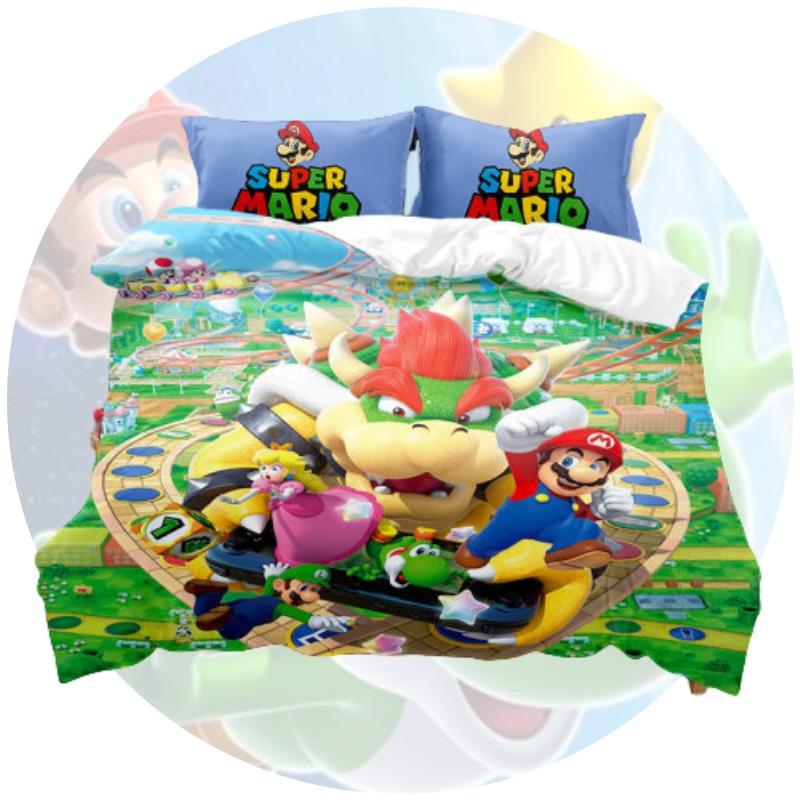 Cute Cartoon Mario Children's Three-piece/four-piece Bedding Set