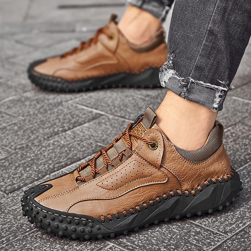 38-48 Mens Retro Cow Leather Shoes Men Loafers Handmade Casual Leather Shoes Moccasins Men Flats Shoes