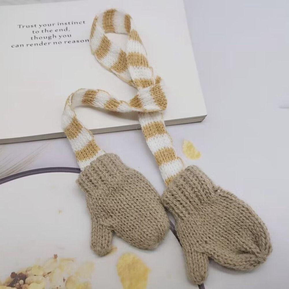 Мягкий кукольный шарф с перчатками Шарф на шею Шапочка для мини-кукол Милые зимние кукольные аксессуары Рождество