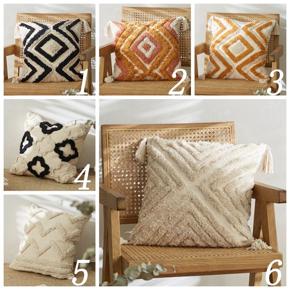 Geometric Throw Pillow for Living Room Bohemia Tassels for Sofa Couch Boho Pillow Cover Home Textile Cushion Covers Pillow Case