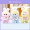 Charming Rabbit Plush Doll Keychain In White Green Yellow Pink And Blue Colors
