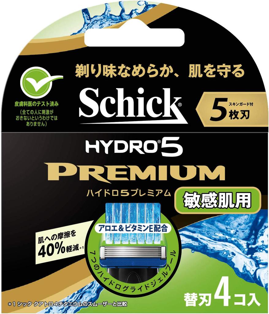 Бритва Schick 5 Blade Hydro 5 Premium Sensitive Skin, сменные лезвия, 4 шт., мужская