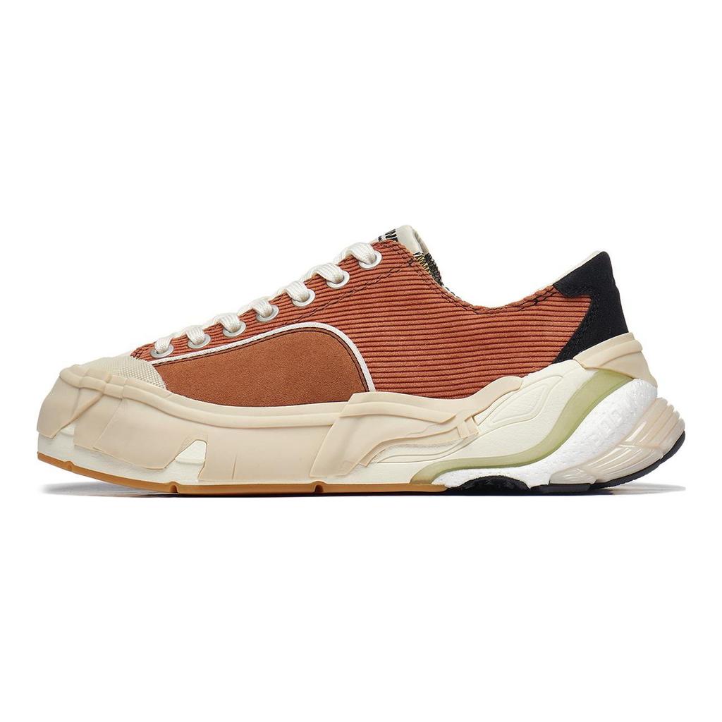 Li Ning Wuji Скользкие Легкие Устойчивые к истиранию Низкие Кеды для скейтборда Мужские Коричнево-синие AZGT081-3
