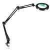 Three stage folding Magnifying Glass with Light and Clamp 3 Color Modes Stepless Dimmable Flexible Swing Arm 72 LED Desk Lamp