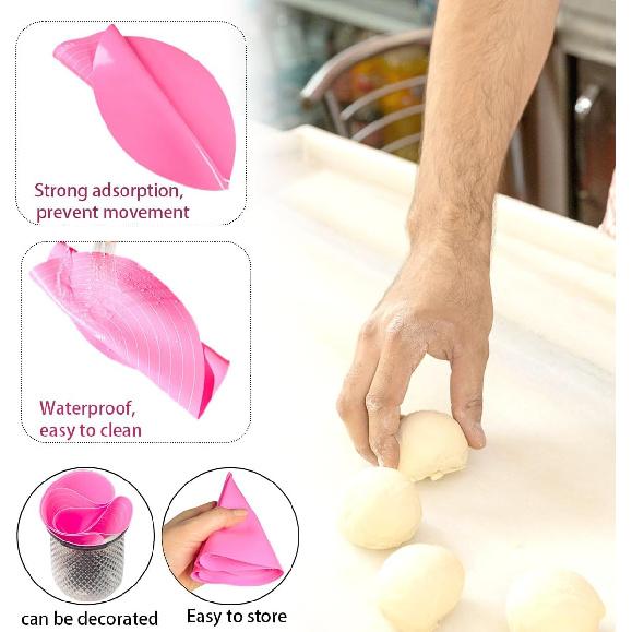 Silicone Cake Mat, 12 Inch Round Silicone Mat, Cake Mat with Measurements, Cake Turntable Mat, Reble Cookie Mat for Rolling Dough, Non-Stick Heat
