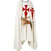 Mens Medieval Knight Crusader Templar Tabard Halloween Costume with Hooded Cap Cloak Robe Cosplay Renaissance Costume Dress