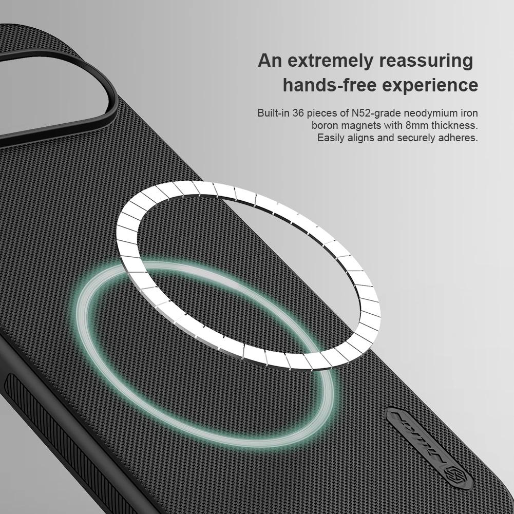 Для Google Pixel 9 Pro XL Магнитный чехол Nillkin Super Frosted Shield с ТПУ рамкой и защитой мягких краев, задняя крышка из твердого поликарбоната