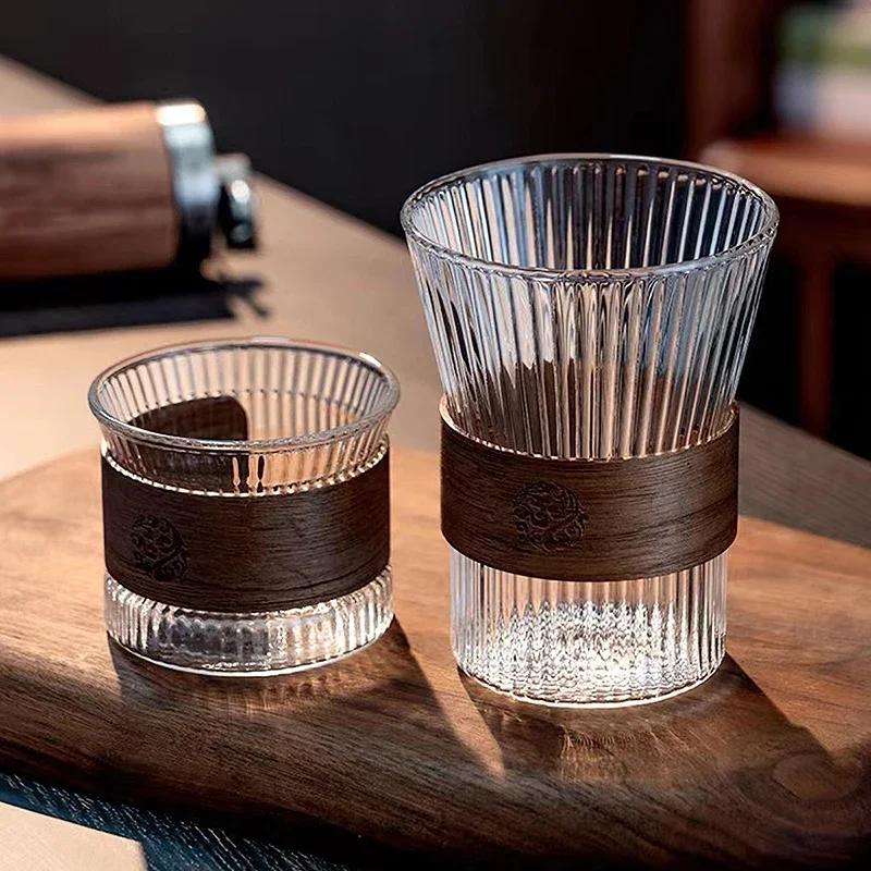 130/350ML 1-8PCS Creative Japanese Transparent Vertical Pattern High Borosilicate Glass Cup Water Coffee Milk Drink Whisky Mugs