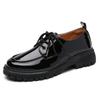 Leather Women's Shoes Lace-up Black Platform Soft-soled Single Shoes Small Leather Shoes Children