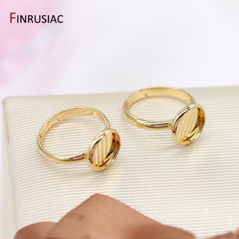 Jewelry Making Supplies 14K Gold Plated 10mm Ring Settings For DIY Women Ring Making Fittings wholesale