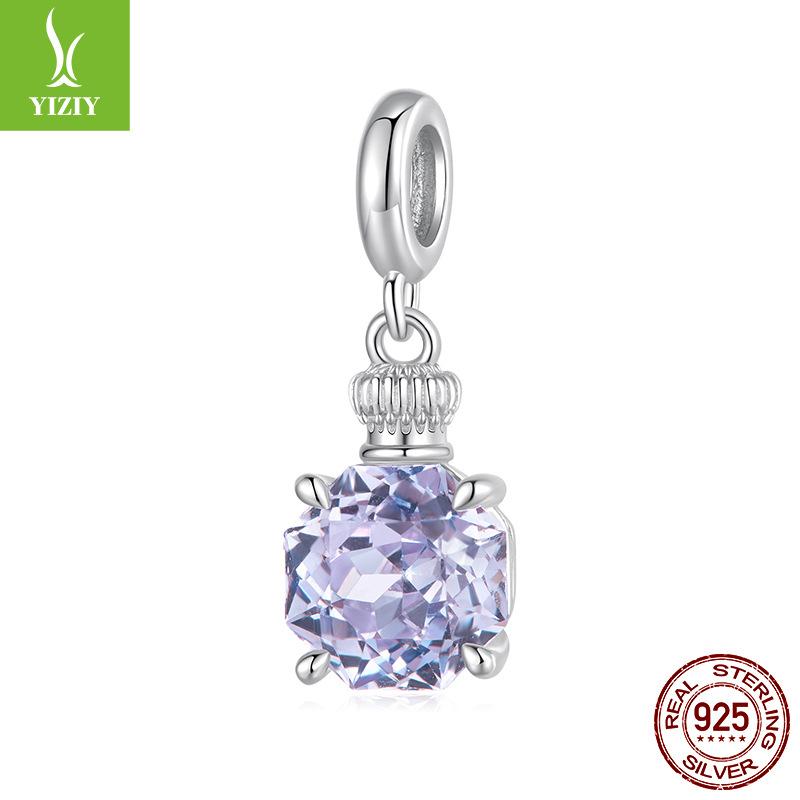 Exquisite Shining Purple Perfume Bottle Diy Pendant Accessories Fashion Premium S925 Sterling Silver Beads