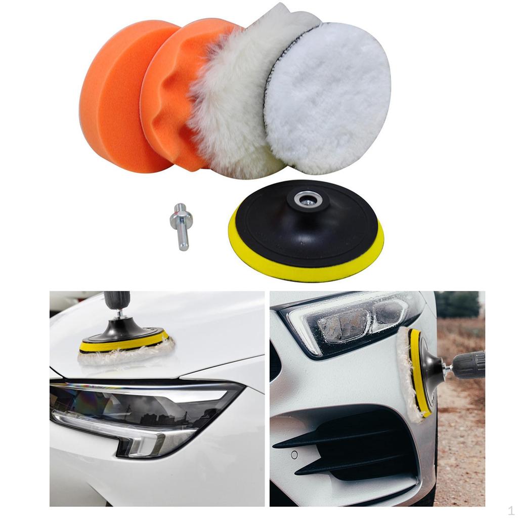6 Pieces Car Buffing Polishing Pads Portable with Drill Adapter Buffer Polisher Pad for Sealing