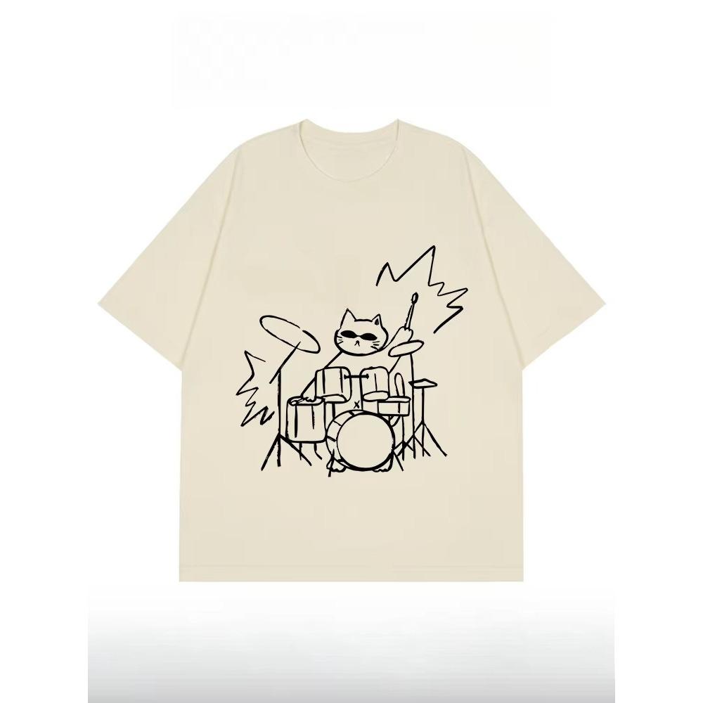 Cute Cool T-shirt American Couple Large Size Women Loose Large Size Short Sleeve T-shirt Men Plus Fat T-shirt