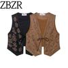 Za Autumn New Women's Clothing Zr European and American Style Beaded Embroidery Velvet Texture Effect Vest 4344621 800