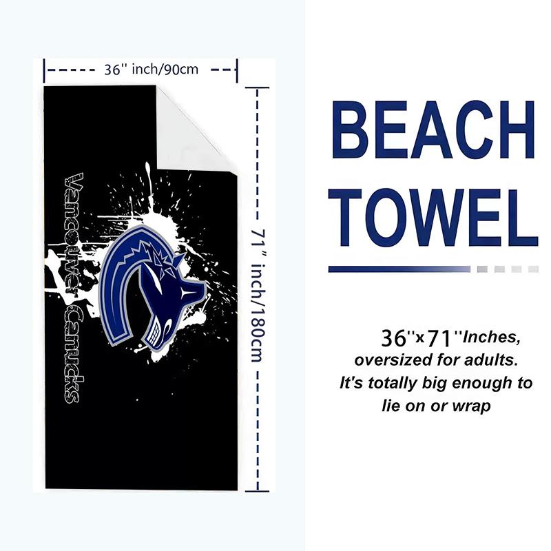 Vancouver Canucks Print Beach Towel, Large Soft Quick Dry Towel for Beach Camping Swimming