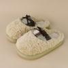 New Autumn and Winter Cotton Slippers Cotton-filled Wool Splicing Plaid Belt Bow Non-slip Warm Cotton Slippers