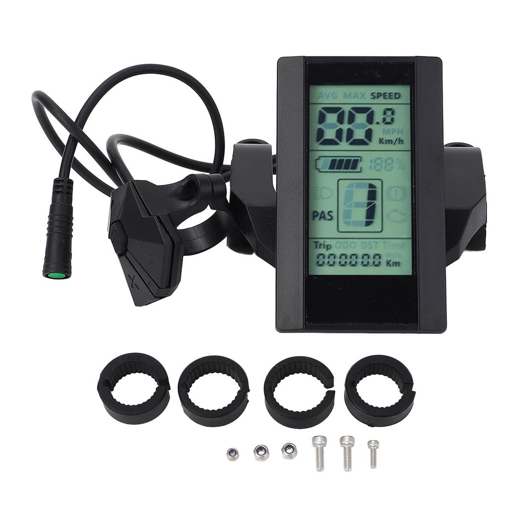 Electric Bike LCD Display Meter 2.7 Inch Screen 24V 36V 48V 52V Backlight Brightness Adjustable Water Resistant LCD