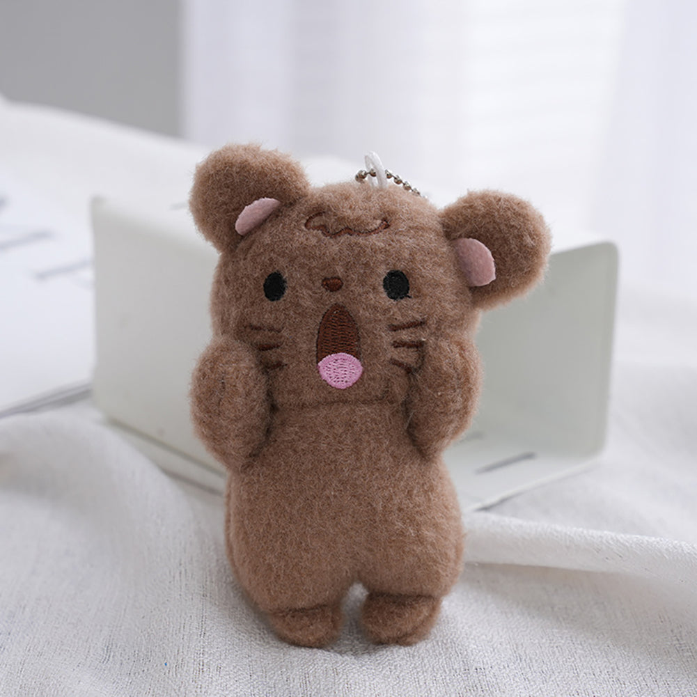 10cm Screaming Animal Plush Toys Cute Shouting Dog Puppy Bear Keyring Pendant Car Keychain Bag Decoration Plushies Gifts