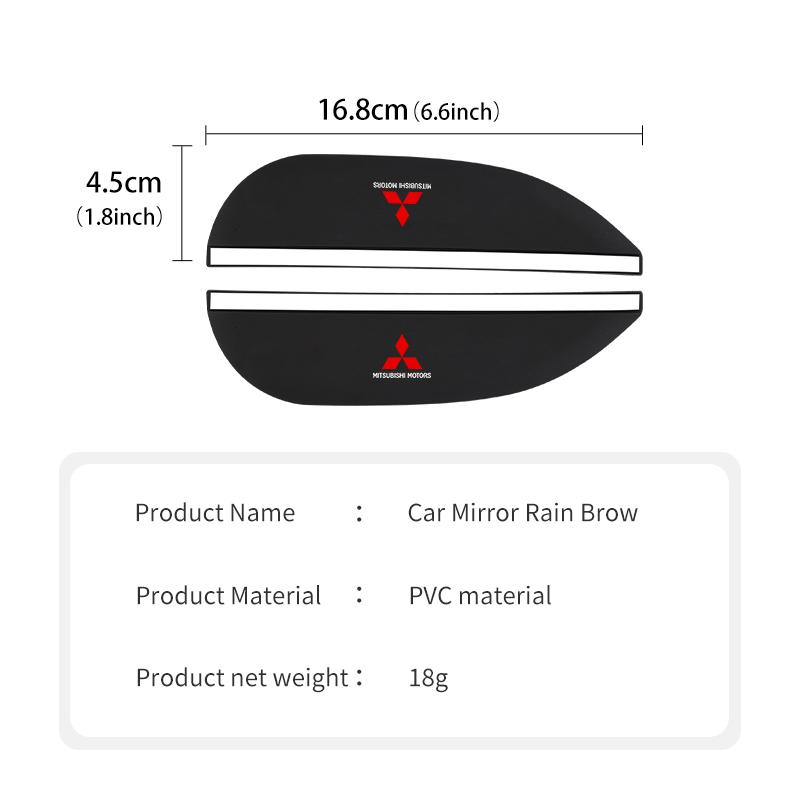 For Mitsubishi 2pcs Car Rearview Mirror Stickers Rain Brow Protector Cover Outlander Lancer L200 ASX Pajero Grandis Eclipse