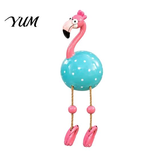 Colorful Resin Statue Cute Dangle Leg Flamingo Figurine, Tropical Polka Dot Statue, Whimsical Birthday Gift for Her Home Decor Ornament Indoor Outdoor