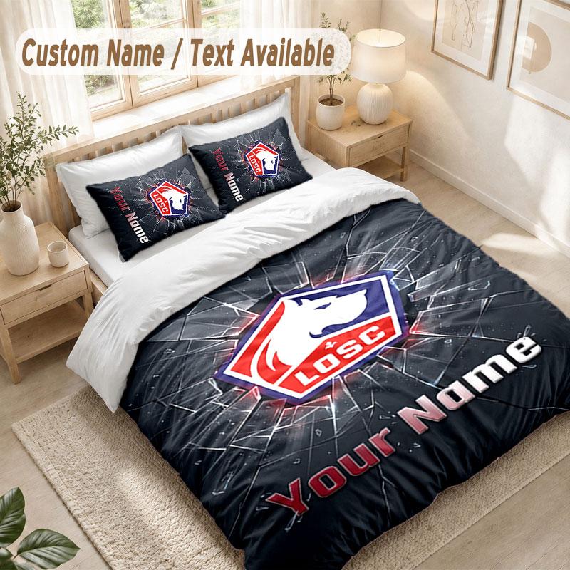 Custom Name Bedding Set 3 PiecesLOSC Lille Print Duvet Cover + 2 Pillowcases Soft Bed Decor