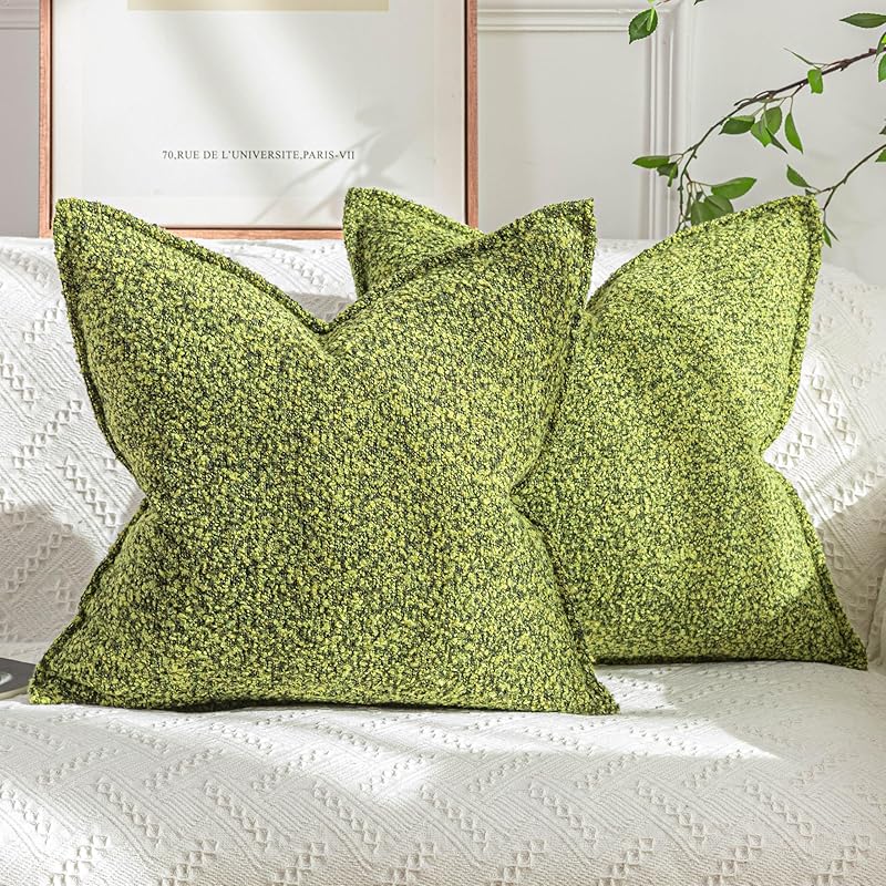 Декоративные наволочки для диванных подушек 18x18 дюймов для дивана, гостиной, кровати, дивана, фермерского дома, бохо, домашнего декора, набор из 2 штук, мягкие текстурированные букле, акцент, роскошь