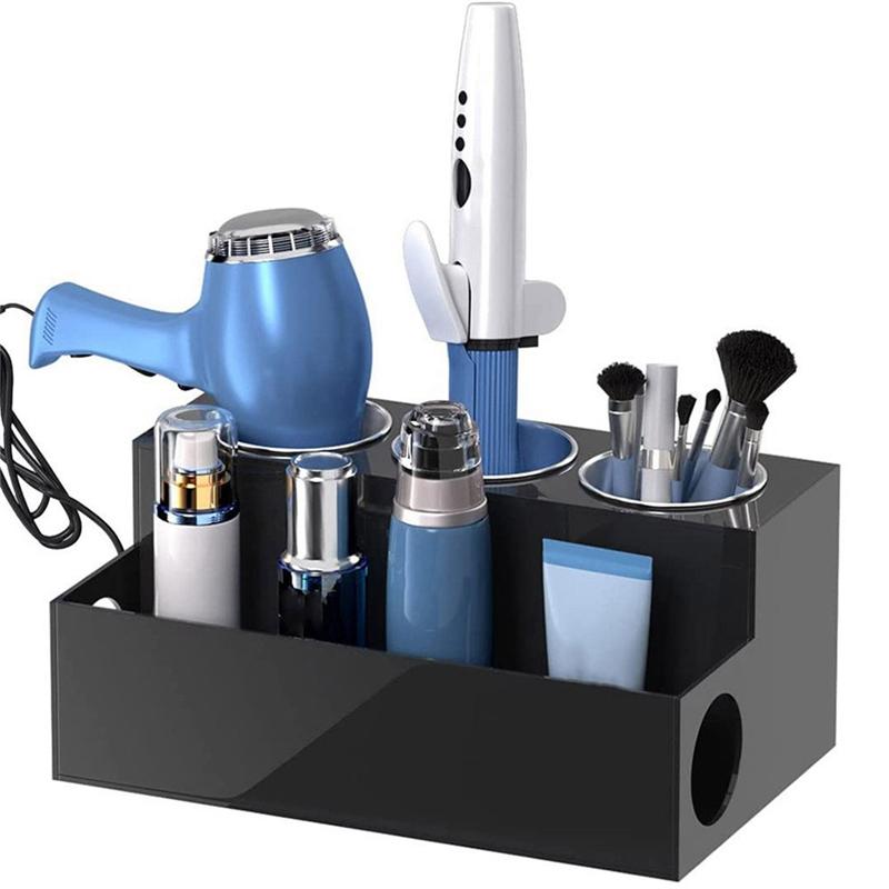 Hair Tool Organizer Acrylic Countertop Hair Dryer And Styling Holder Makeup Toiletries Vanity Storage Stand With Cups A Durable