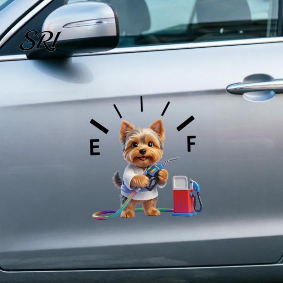Fuel Tank Cap Sticker Car Decal Waterproof Funny Auto Gas Lid Cartoon Cats Smooth Attachment Dogs Gauge for Most Vehicle Trucks SUVs Stylish