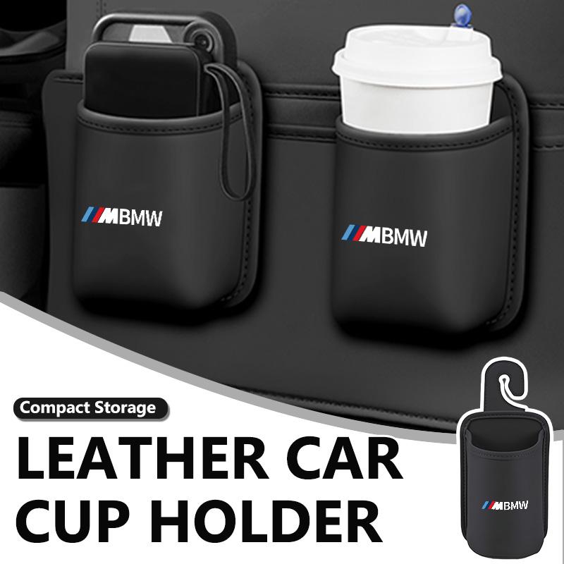 Car Leather Cup Holder Hang Drink Storage Box Accessories For BMW Performance M E87 E30 E46 E28 F35 G20 E93 F20 X3 X WS4