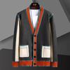 Men's Color-Block V-Neck Cardigan - 2024 Spring/Autumn Trendy Knit Sweater