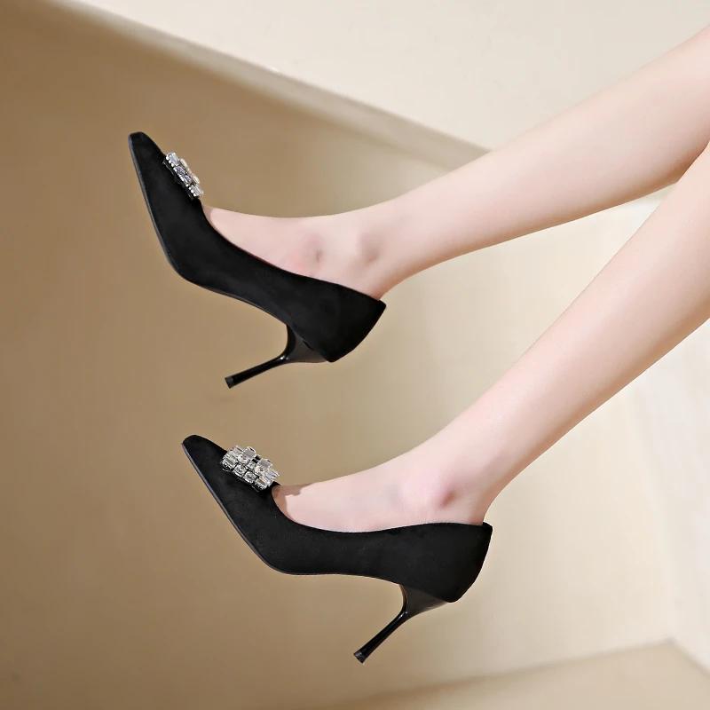 Women's High Heels Summer New Pointy Rhindiamonds Shallow Cut Wedding Shoes Fashion Temperament Stiletto Heels Party Shoes