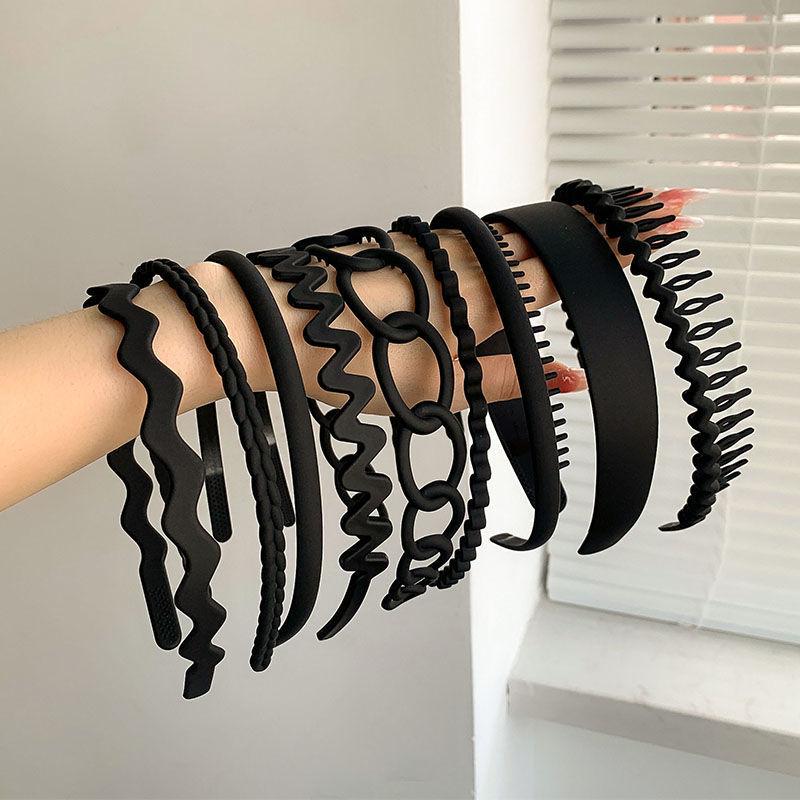 9 шт., пластиковая повязка для волос с зубами, расческа для зубов, повязки на голову, матовые ленты для волос, нескользящие одноцветные аксессуары для волос