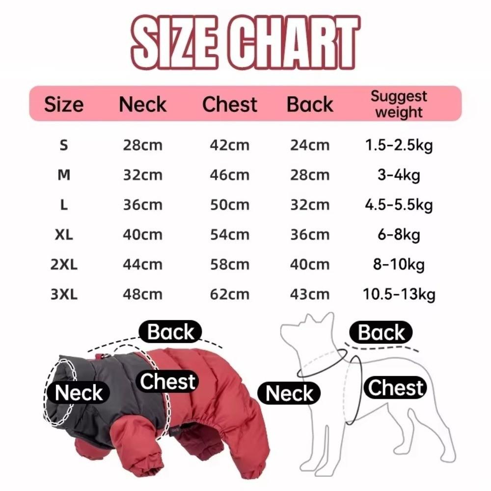 Waterproof Fabric Dog Jumpsuit Four Legs Design Dog Clothes Padded Puppy Down Jacket Outdoor Walk