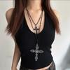 Черный Y2k Hot Girl готический двойной крест бусины ожерелье панк ключицы цепи аксессуары