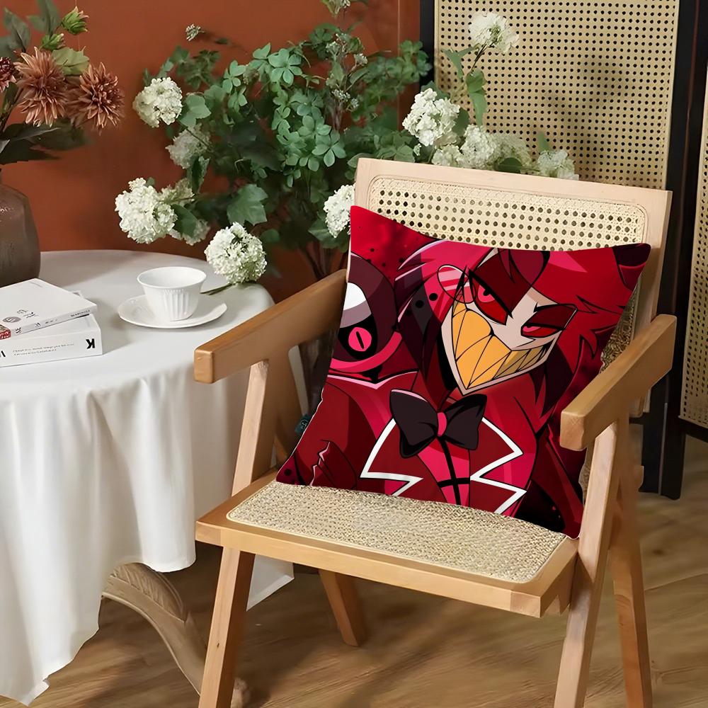 Anime HHazbin Hotel Alastor Cushion Cover Silky Short Plush Invisible Zipper Dustproof Sofa Pillow Case for Home Decor