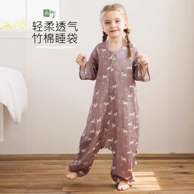 Bamboo Cotton Antibacterial Toddler Sleep Sack With Zipper Front 4 Buttons Back 2 Legged Lightweight Pajama