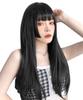 Knnzk Wig Long Black Full Wig Princess Cut Straight Lolita Cosplay Wig Small Face Natural Heat Resistant Harajuku Style with Net (black Hair)...