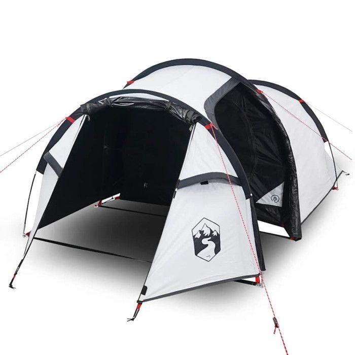 VidaXL Tente de Camping 3 Personnes, Tente d'Ombrage avec Sac, Auvent Portable avec Parois Latérales pour Randonnée, Blanc 94389