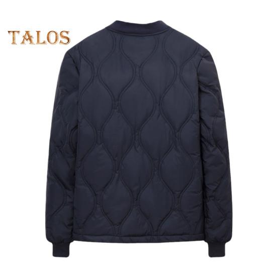 Мужское пуховое пальто с воротником-стойкой, длинными рукавами, застежкой на пуговицы, однотонная куртка с боковыми карманами, стеганая верхняя одежда для отдыха на открытом воздухе