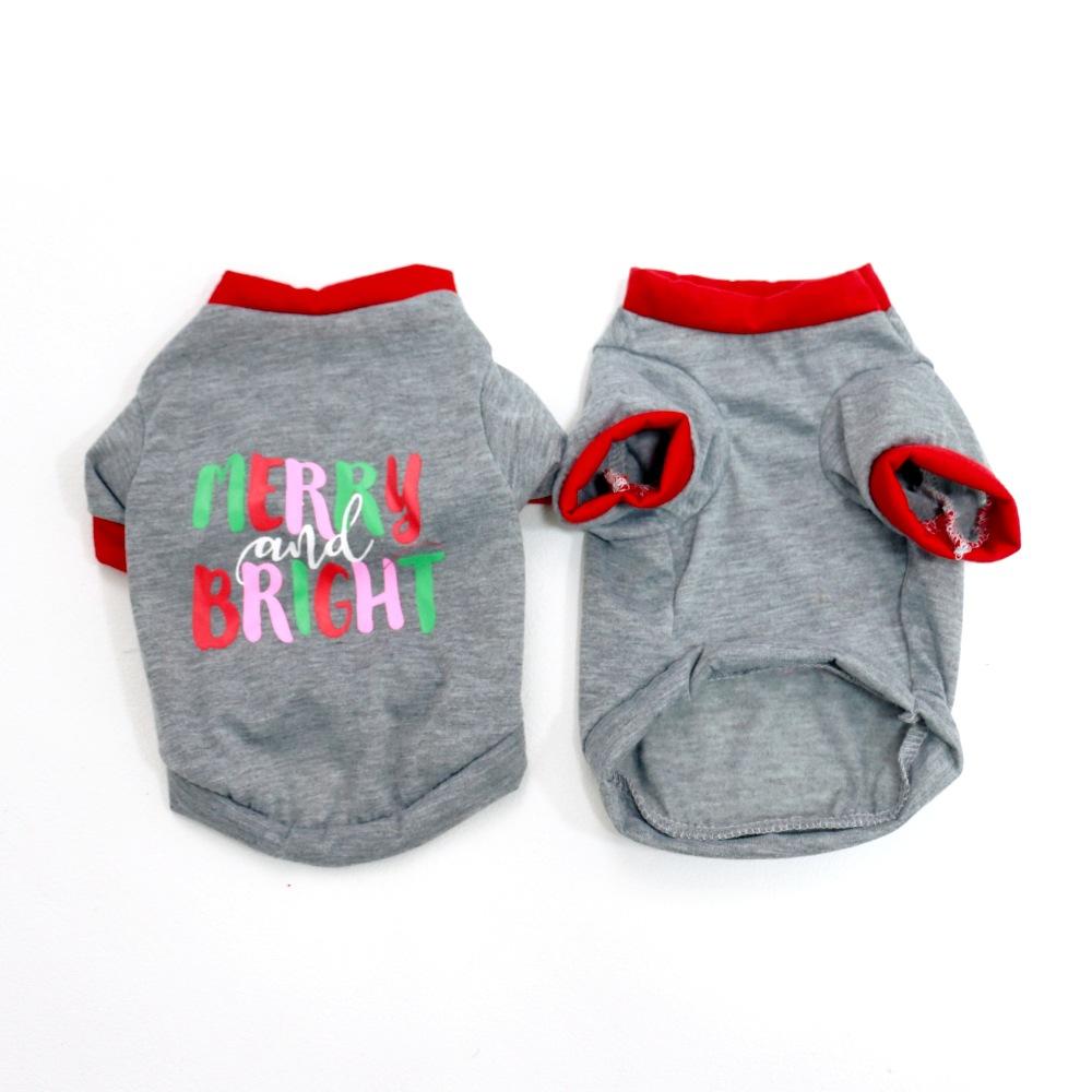 Factory-Direct Polyester Dog Clothes Christmas Outfits T-Shirts Santa Snowman Candy Cane Designs Teddy Bichon Frise Pomeranian