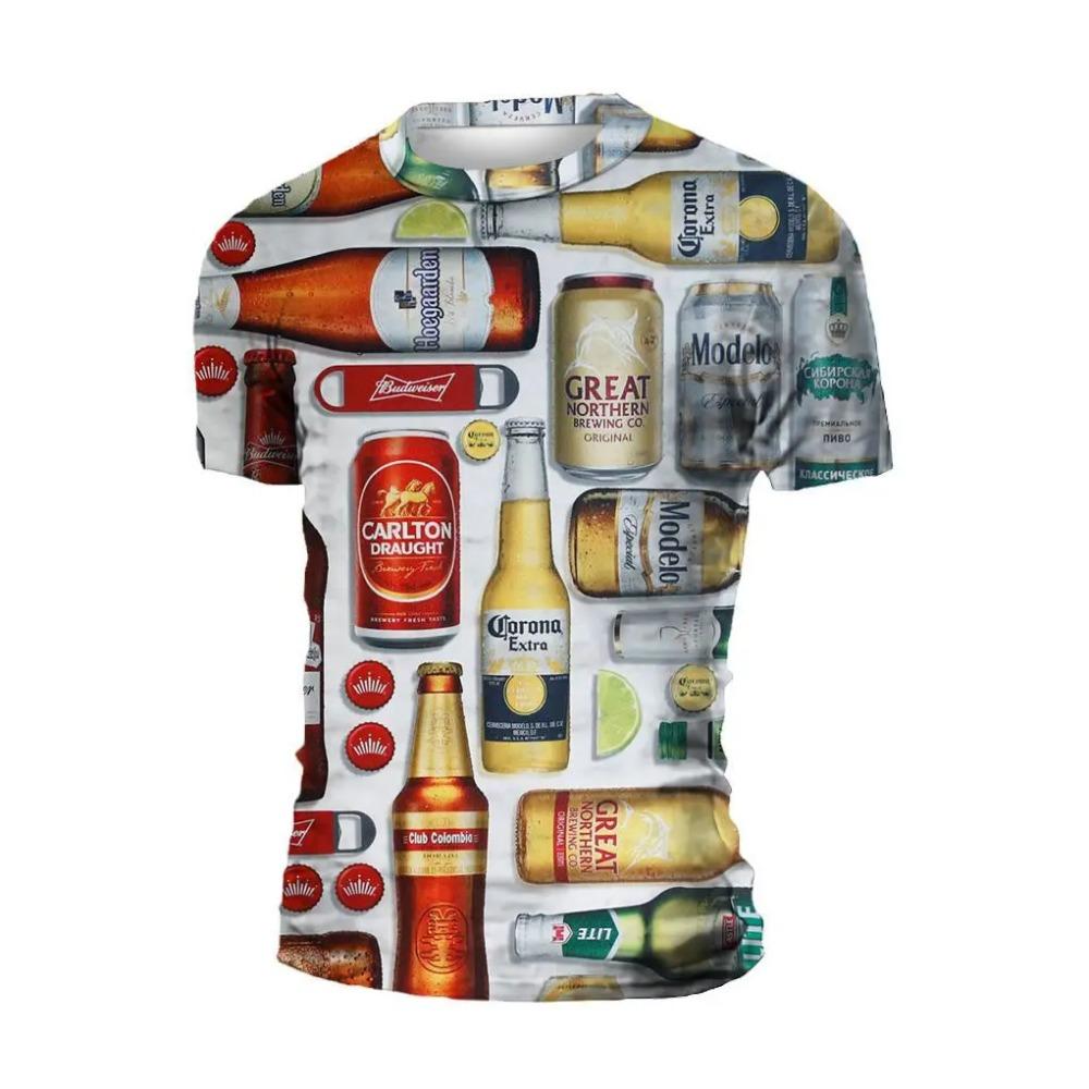Мужские и женские 3D-печатные дышащие быстросохнущие футболки с круглым вырезом и короткими рукавами для летнего пивного фестиваля