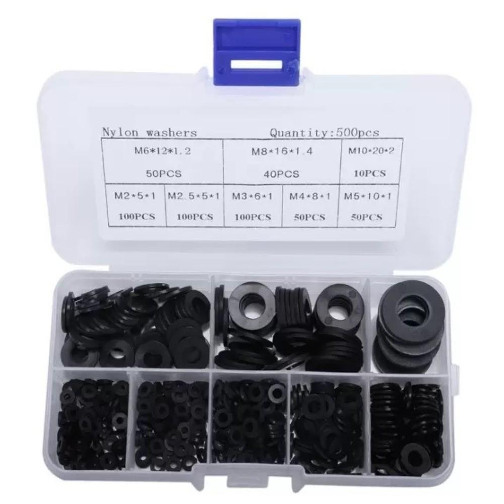 210/350/500pcs Black White Nylon Washers M2-M10 Insulation Seals Spacers Electronic Repair