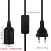 E27 Lamp Holder Pendant Light 1.8m Power Cord EU/US Plug Adapter with Switch Wire, Used for Fixing Sockets, White, Black