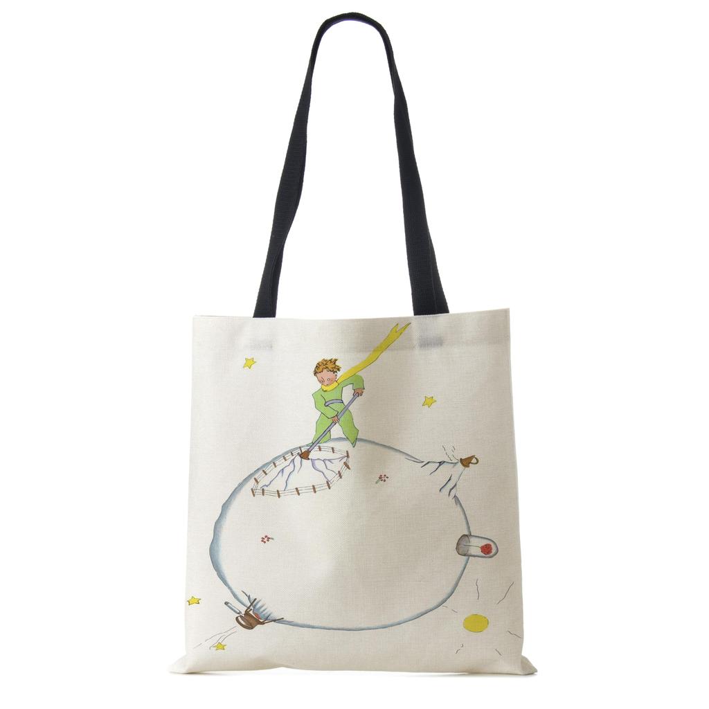 Классический мультфильм Маленький принц Лис Роза Принт Женские сумки-тоут Женские Повседневные Сумки через плечо Эко Сумки для покупок Для улицы KTY