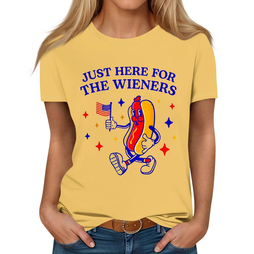 Hot Dog Print Casual Women's T-shirt