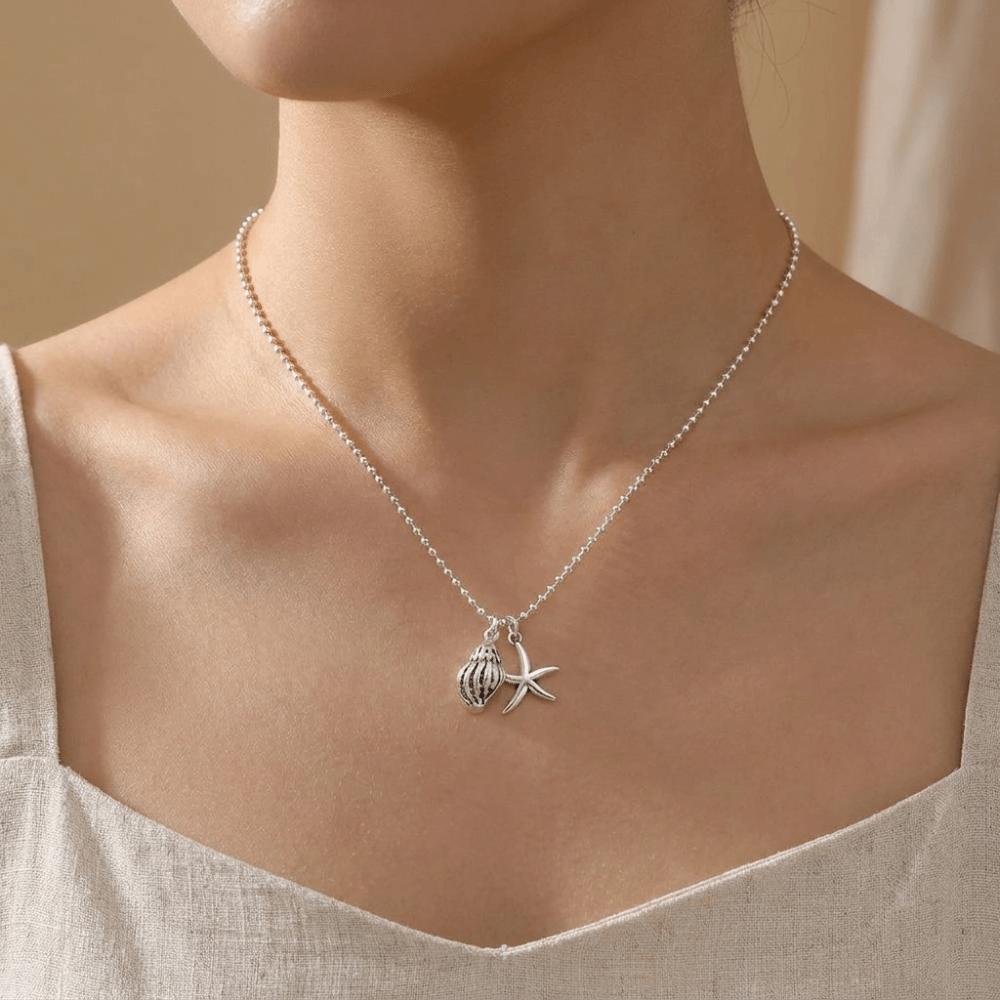 Beaded Starfish Necklace Fresh Women's Jewelry Fashion Conch Clavicle Chain Women