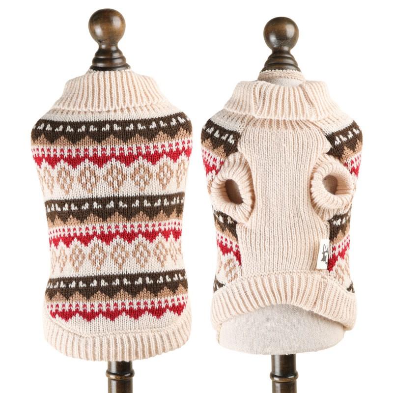 Cozy Knit Pet Sweater With Icelandic Fair Isle Teddy Yorkie Devon Winter