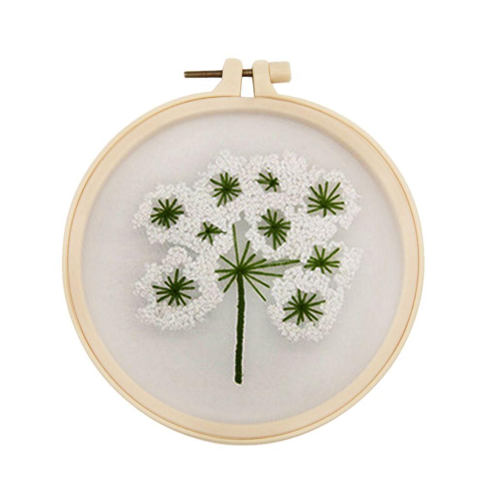 Needle Thread Ornament DIY Crafts Flower Embroidery Needle Punch Embroidery Hoop Cross Stitch Kit